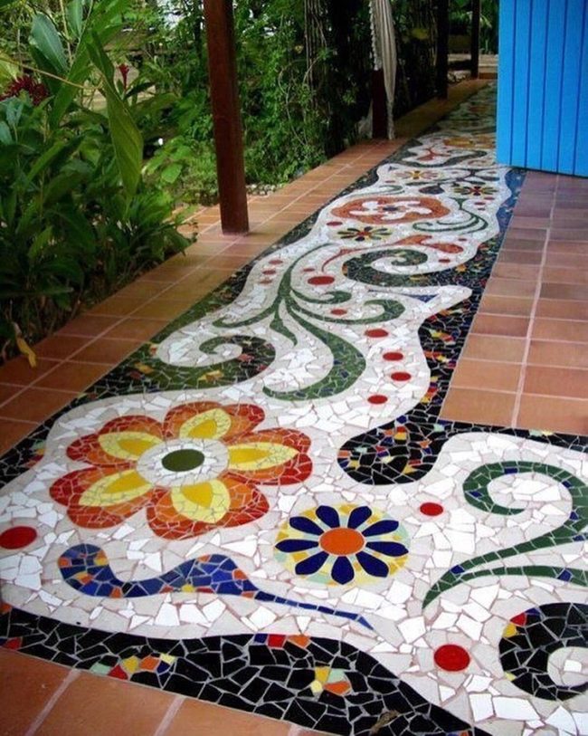 Colorful Tile Paths Garden Art