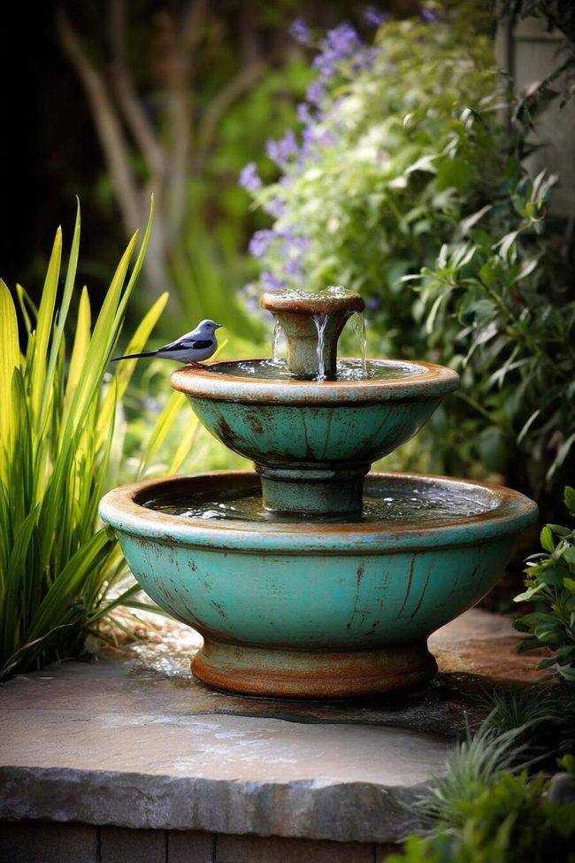 Stacked Earthenware Cascading Water
