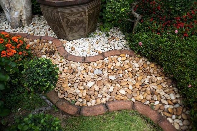 Brown River Rocks Red Brick Path