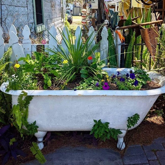 Vintage Bathtub Garden Planter