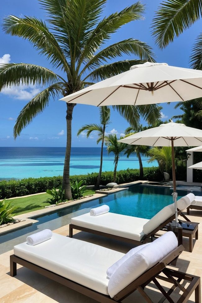 Poolside Lounging With Adjustable Umbrellas