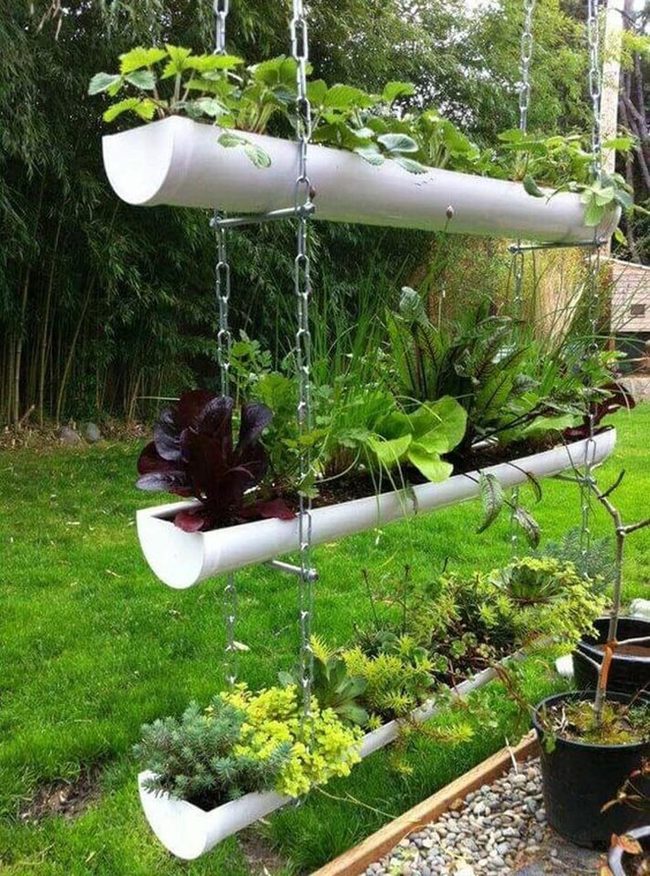 White Pipe Planter Floats Green