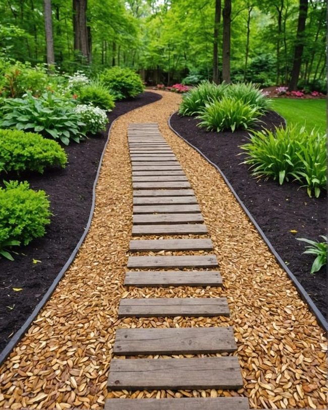 Wood Chips Garden Path