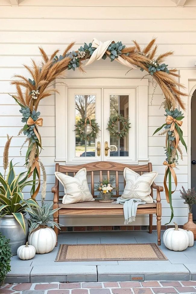 Neutral Porch Swags with Velvet