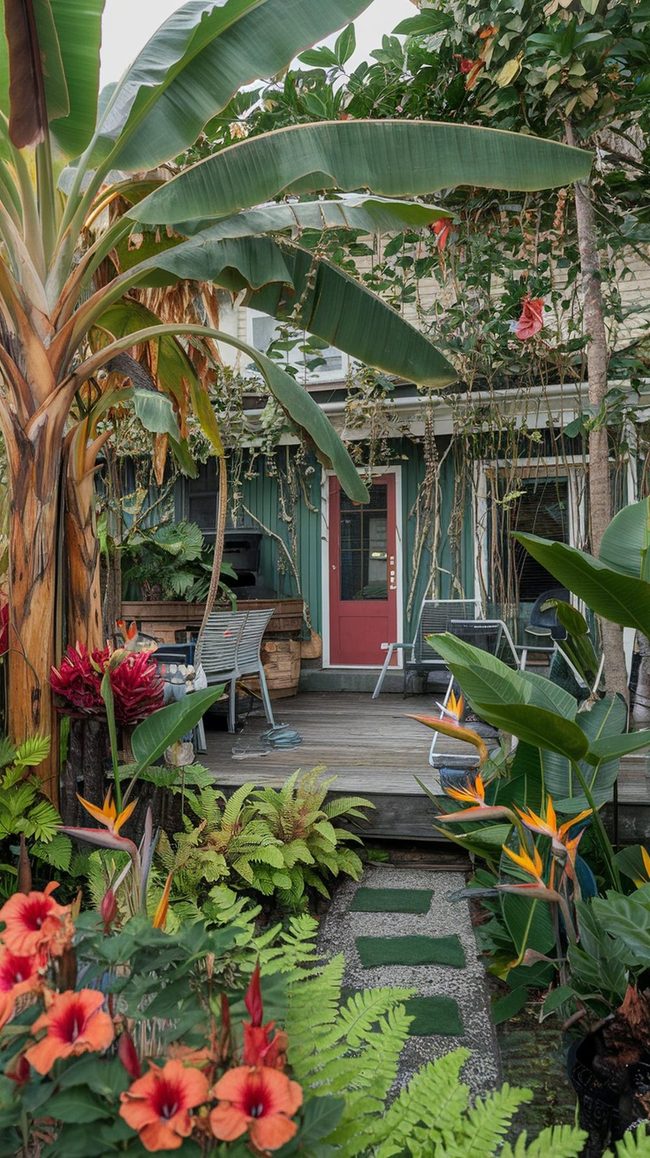 Tropical Hibiscus and Vines Outdoor