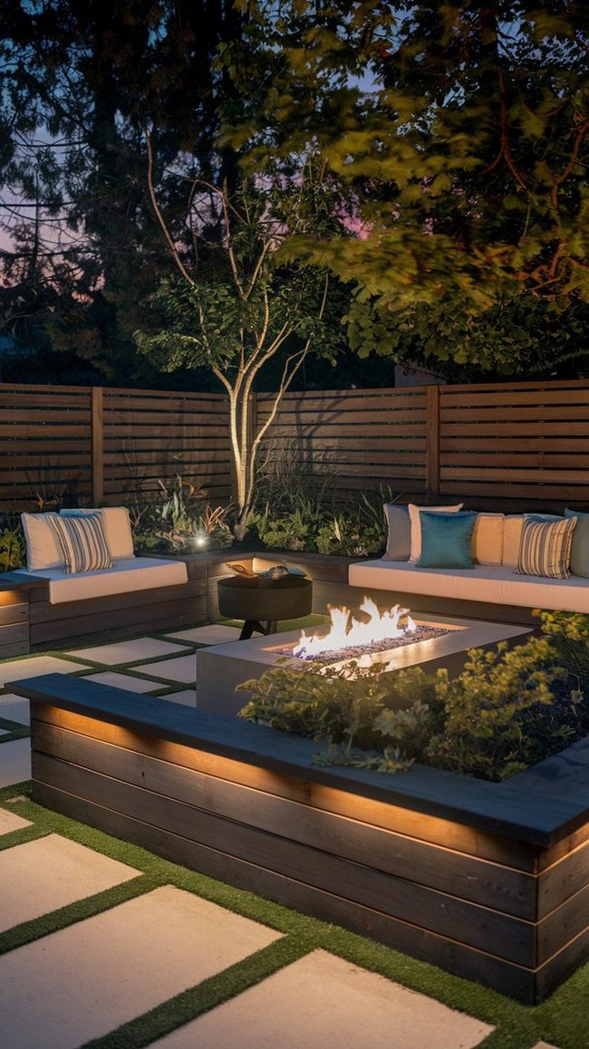Dark Lumber Fence Evening Lights