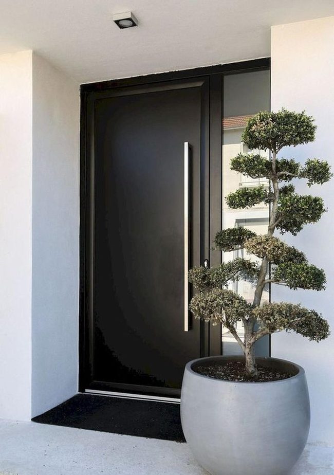 Black Door Silver Handles Modern Entry