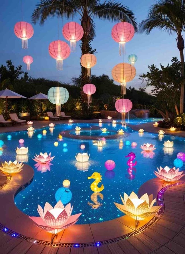 Electric Pool Fixtures After Dark