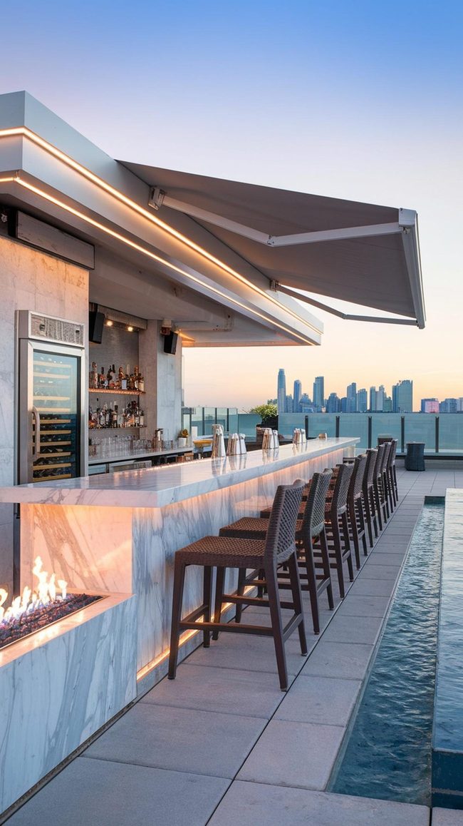 Metallic Bar With Skyline Views