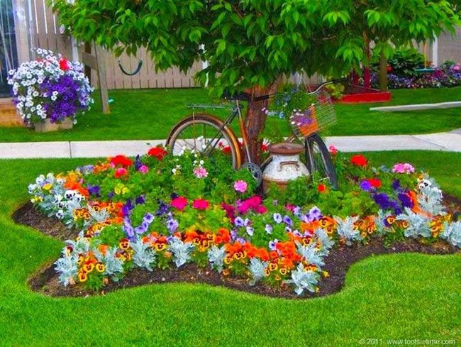 Vintage Bicycle Bursting With Colorful Pansies