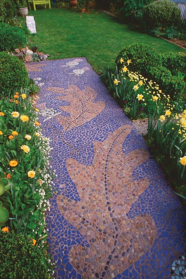 Autumn Leaf Mosaic Garden Floor