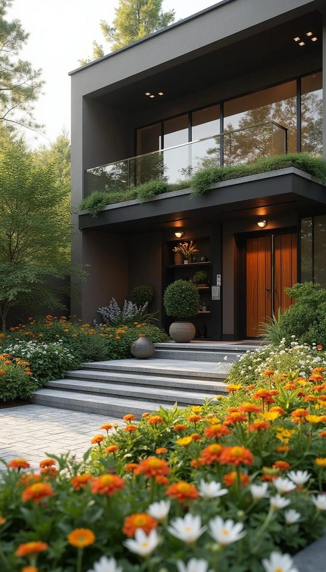 Dark Mulch Brightens Flower Beds