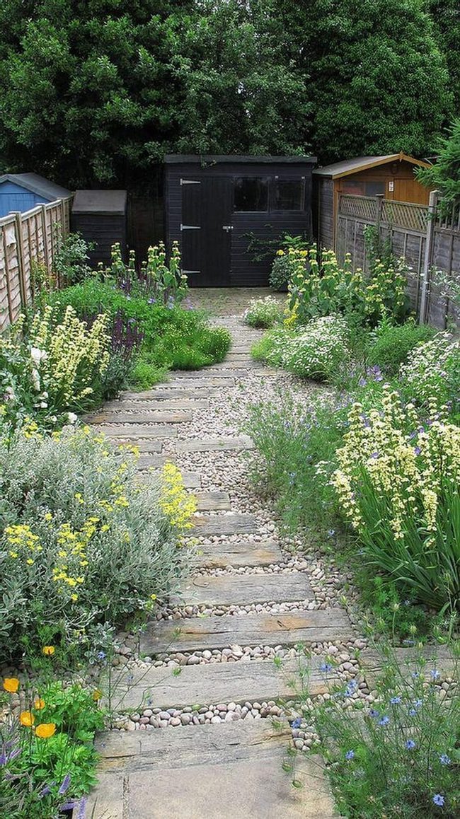 Wildflower Stone Path Through Green
