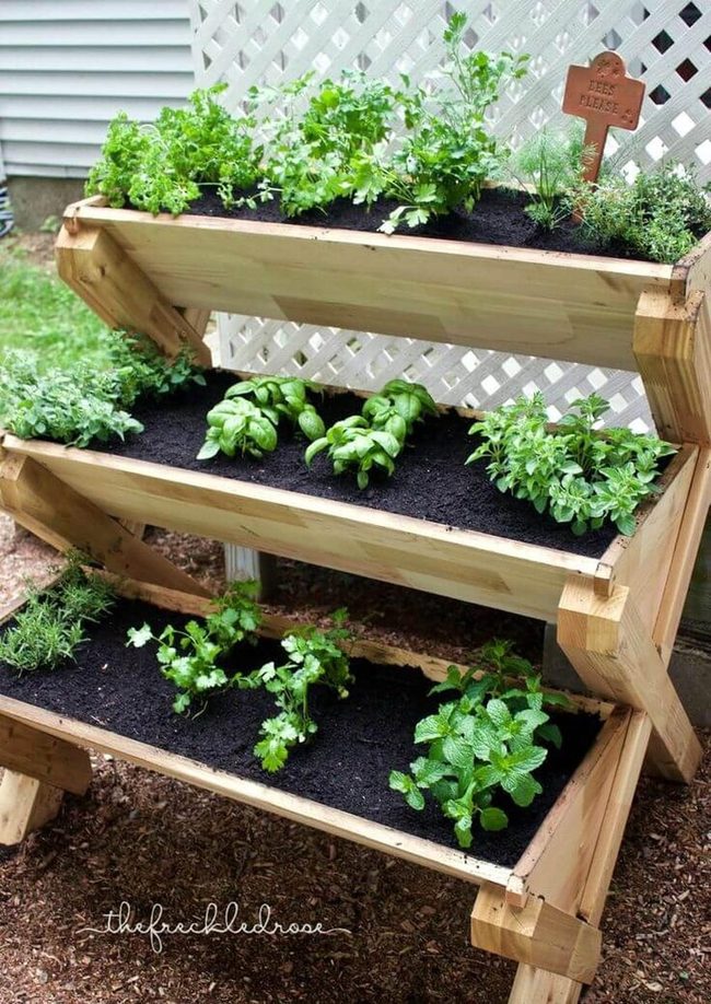 Stacked Wood Planters Organize Growth