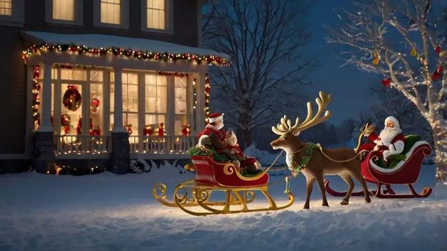 Glowing Reindeer And Gift-Filled Sleigh