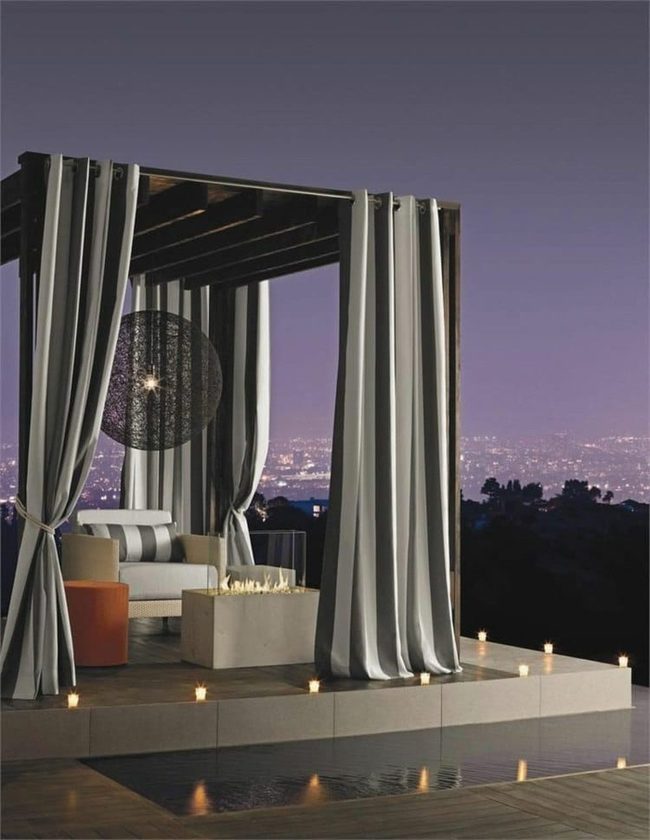 Wooden Pergola With Flowing Fabric