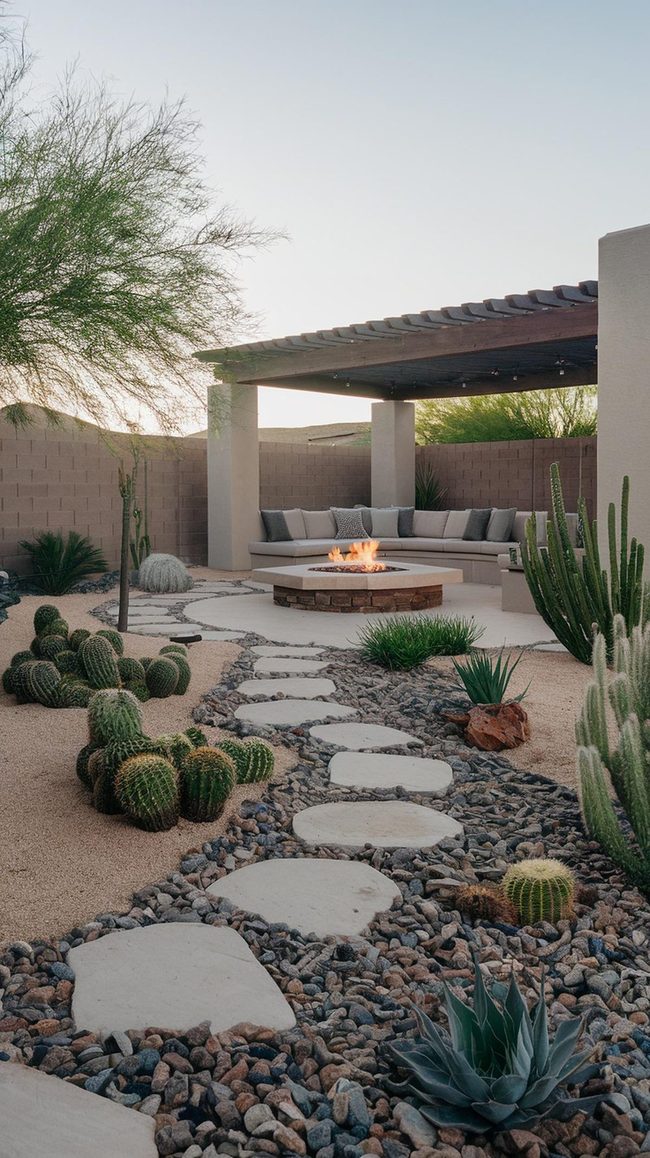 Gravel Pathways Through Desert Succulents
