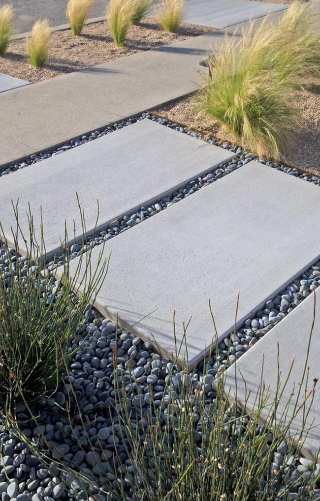Curved Concrete Paths Gray Garden
