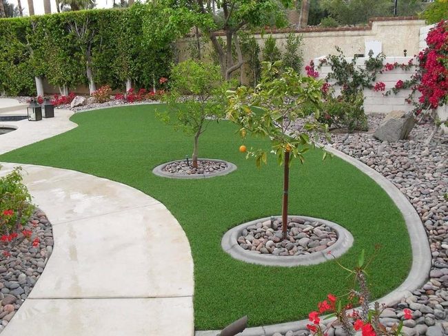 Pebbles And Artificial Grass Contrast