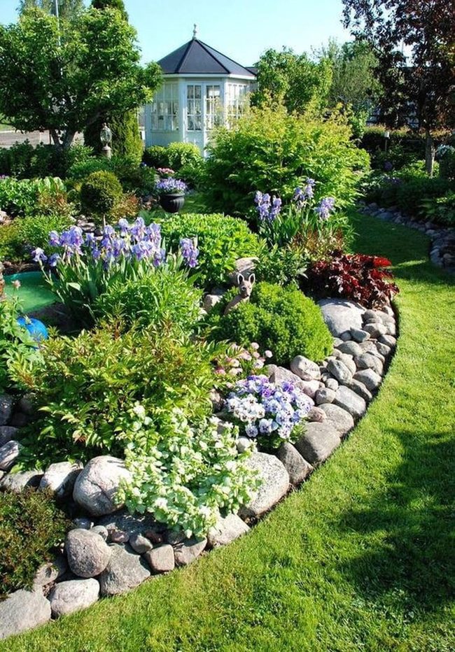 Colorful Flowers Frame Winding Garden Paths