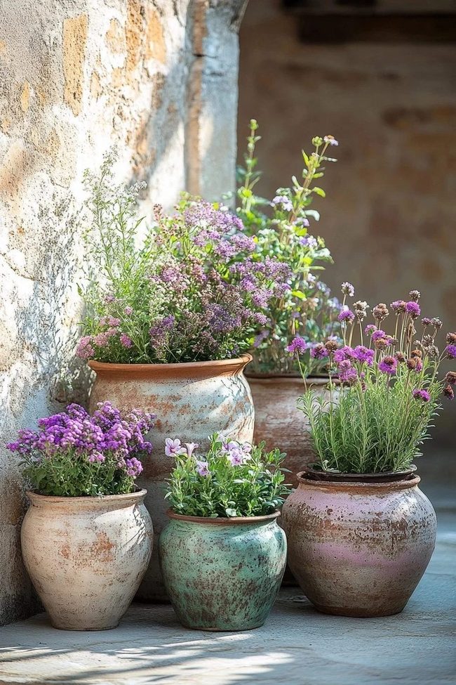 Blooming Pots And Earthy Tones