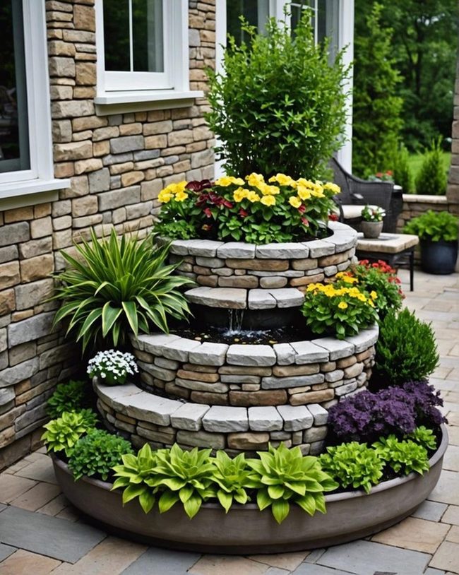 Stone-Stacked Garden Tiers