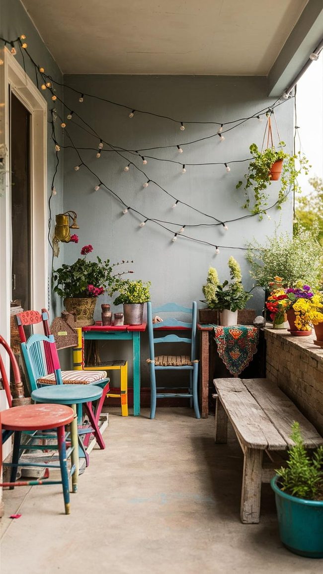 Painted Drop Cloth Patio Rug