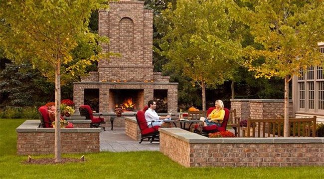 Stone Fireplace Outdoor Gathering Spot