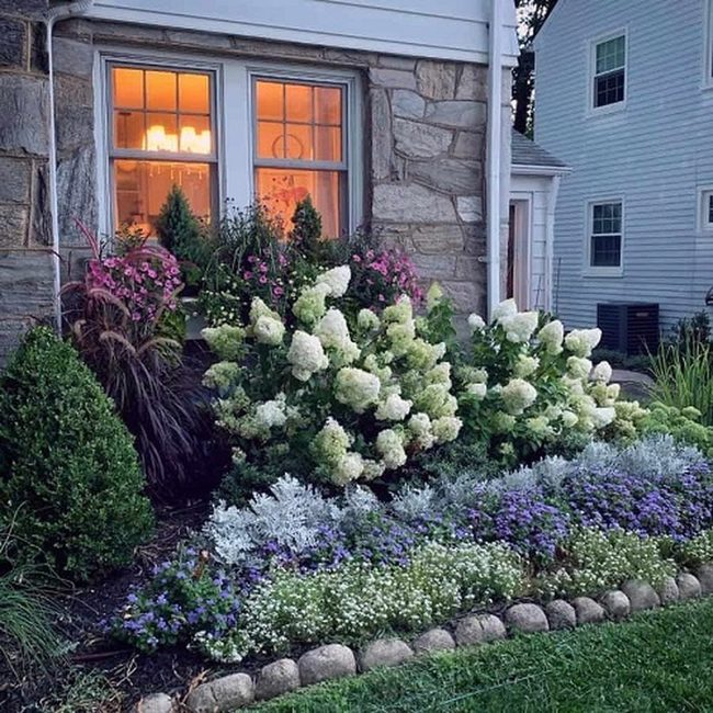 Colorful Layered Blooms Front Entrance