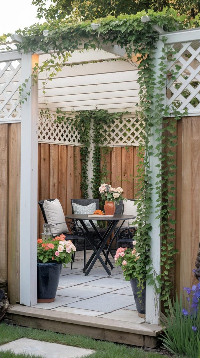 Lattice Timber Fence with Vines