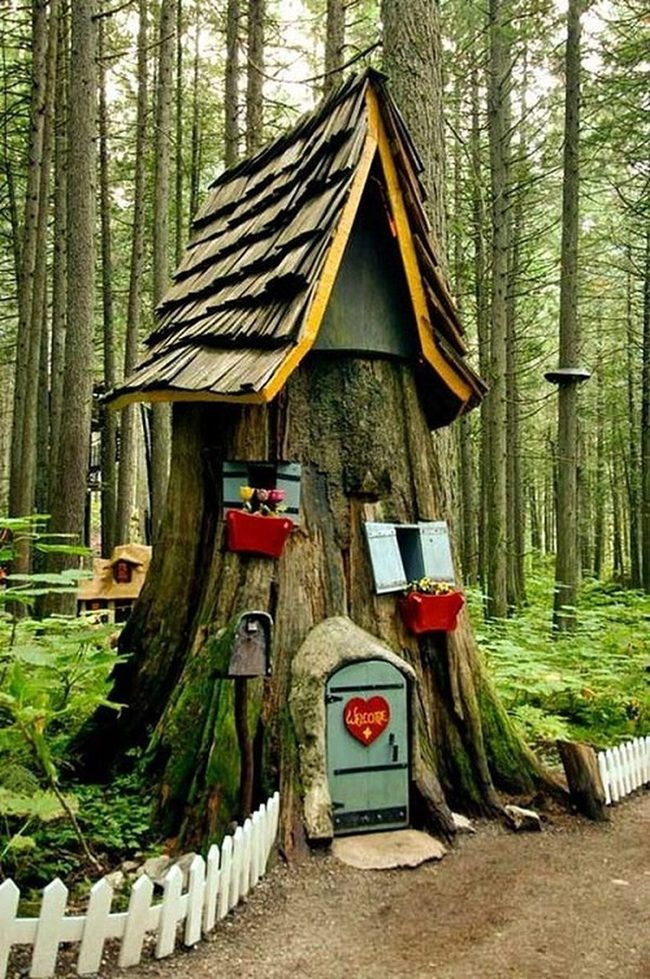 Painted Wood Stump Playhouses