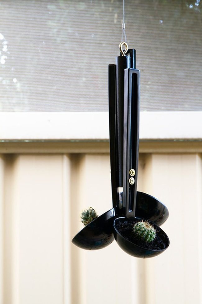 Metal Ladles Hold Tiny Succulents