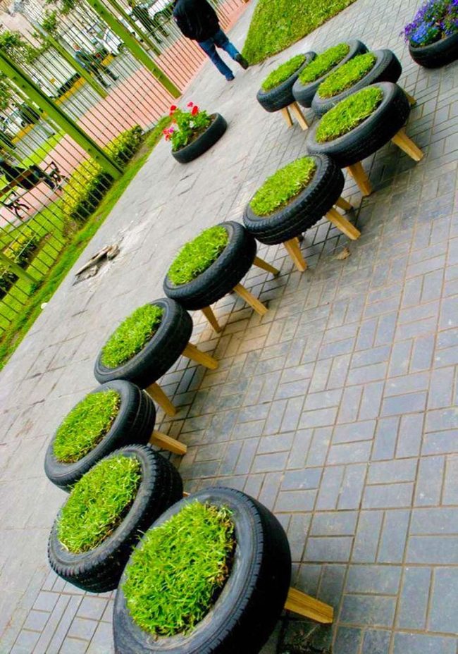 Painted Tires Into Garden Planters