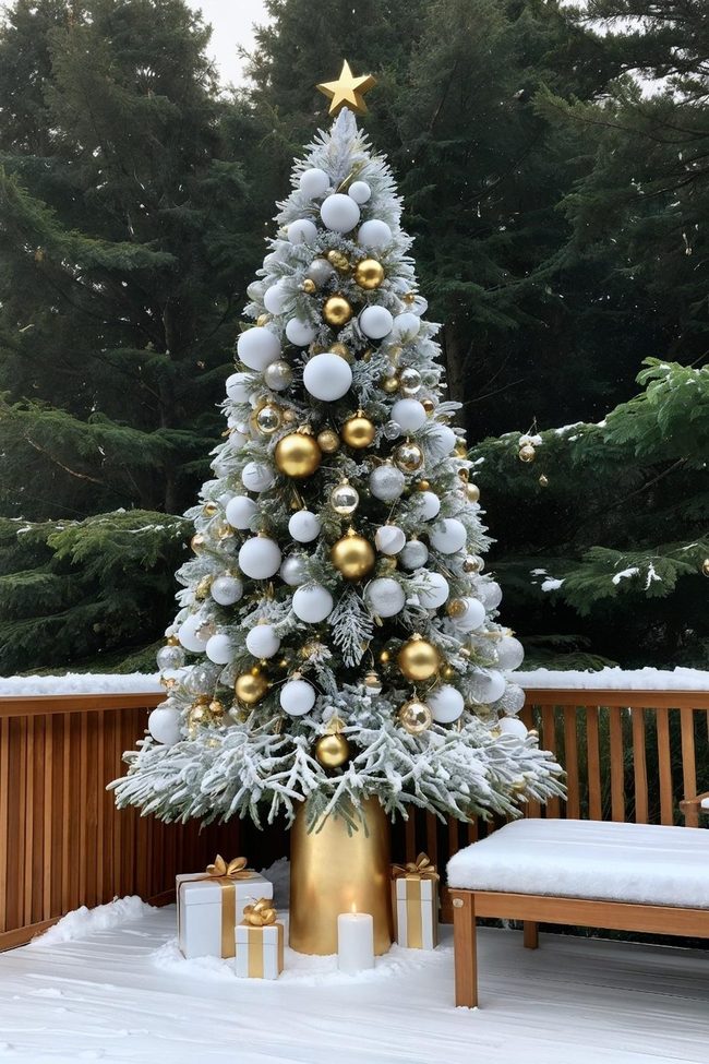 Gold And Silver Geometric Christmas Tree