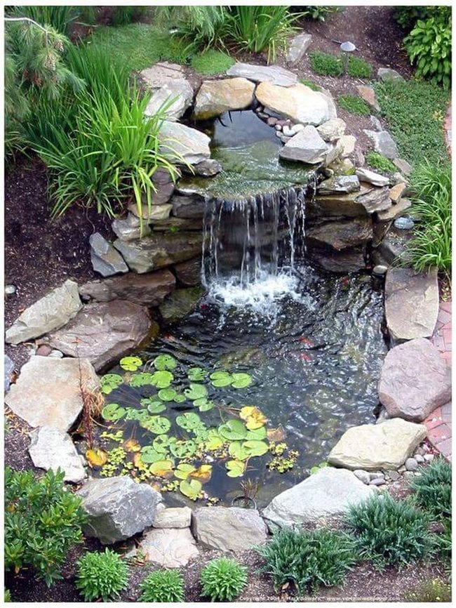 Waterfall Stone Garden Lily Pond