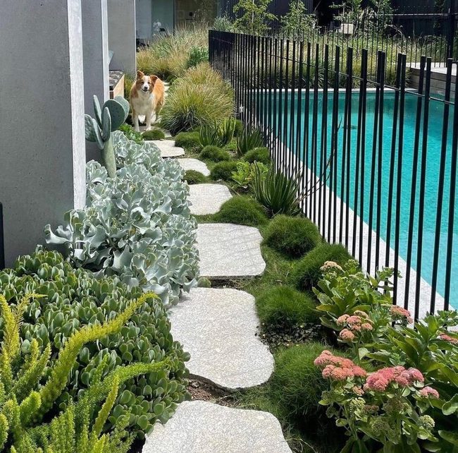 Stone Pathway To Poolside Peace
