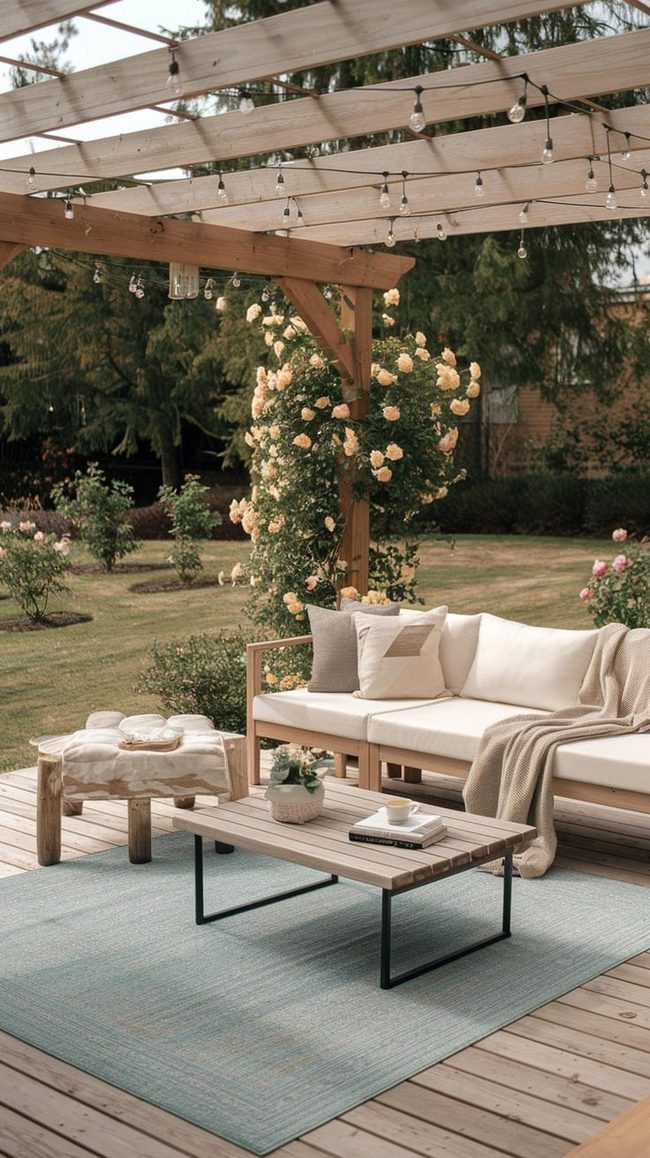 Flower-Filled Patio With Climbing Vines