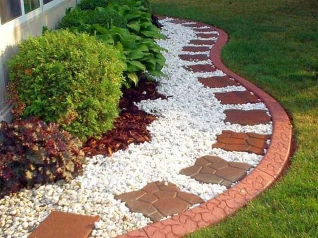 White Stone Steps Through Green