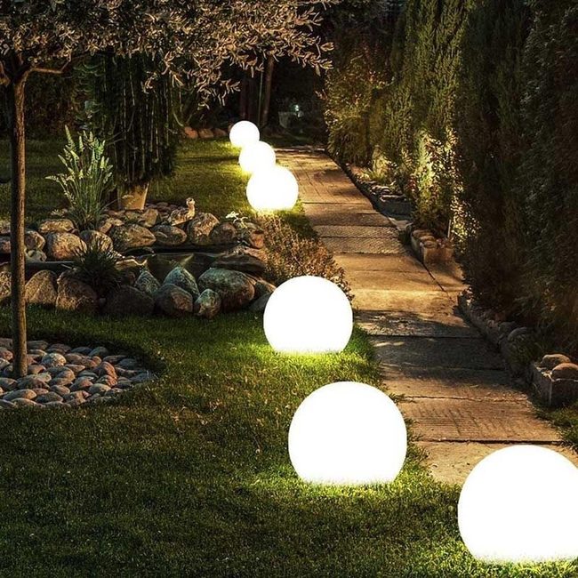 Floating Orbs Light Garden Foliage