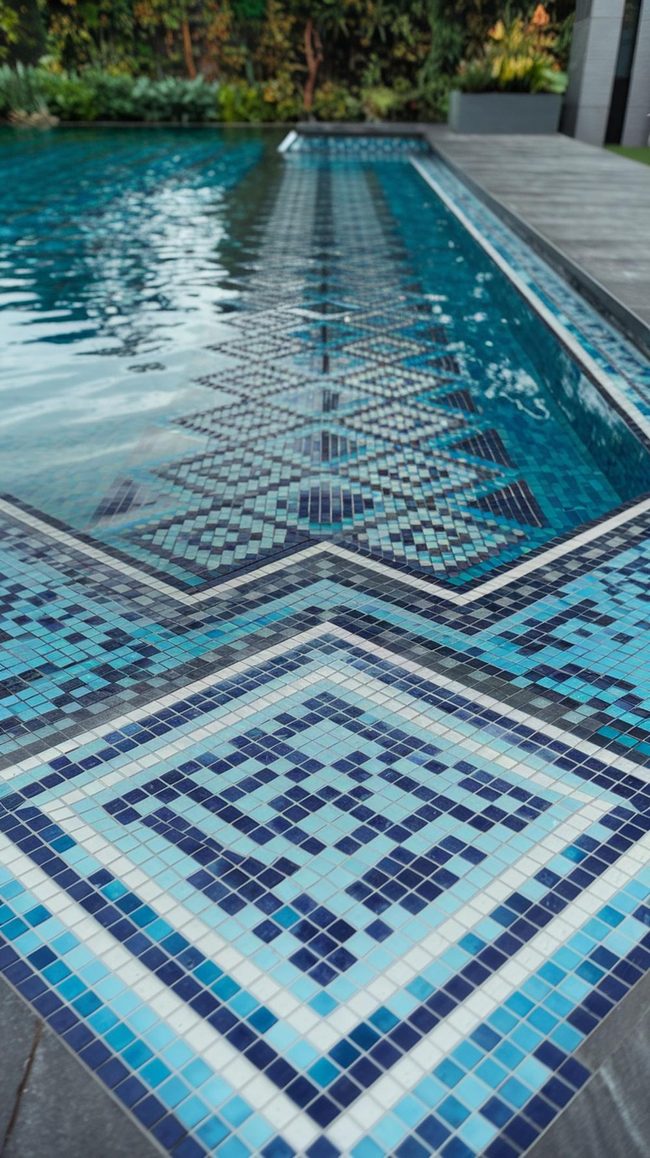 Hand-Painted Pool Tile Artistry