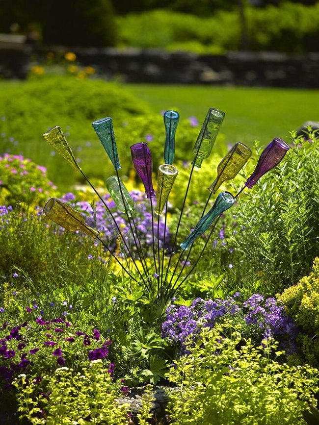 Glass Bottle Wire Garden Sculpture