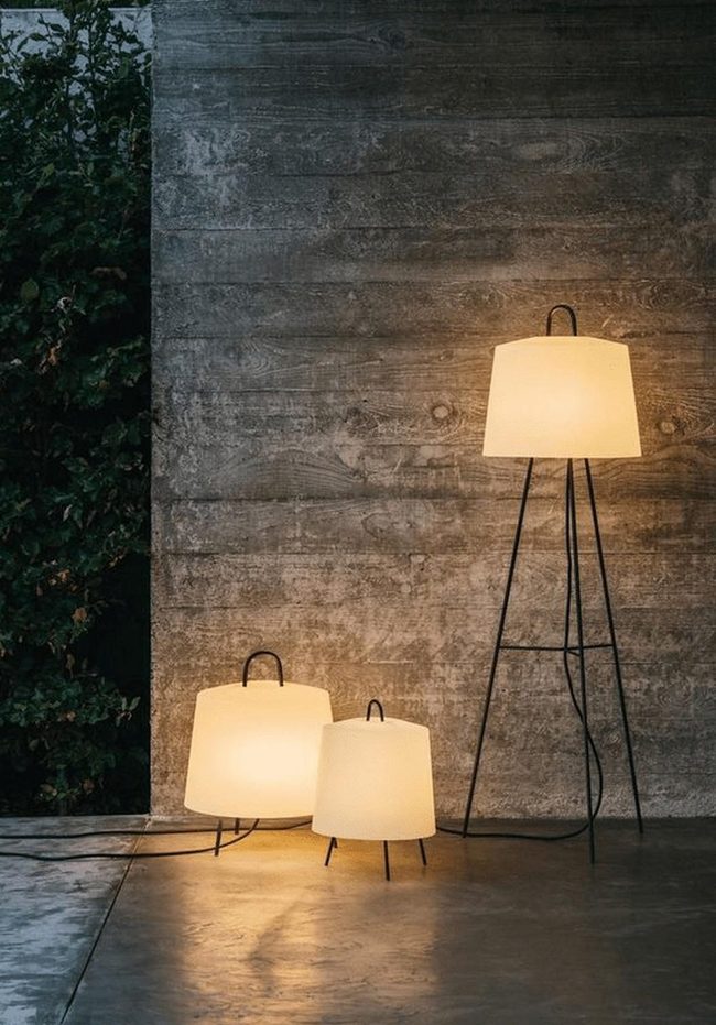 Black Metal Lamps Industrial Concrete