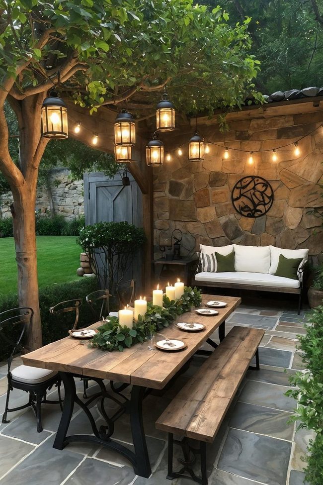 Reclaimed Pine And Iron Patio
