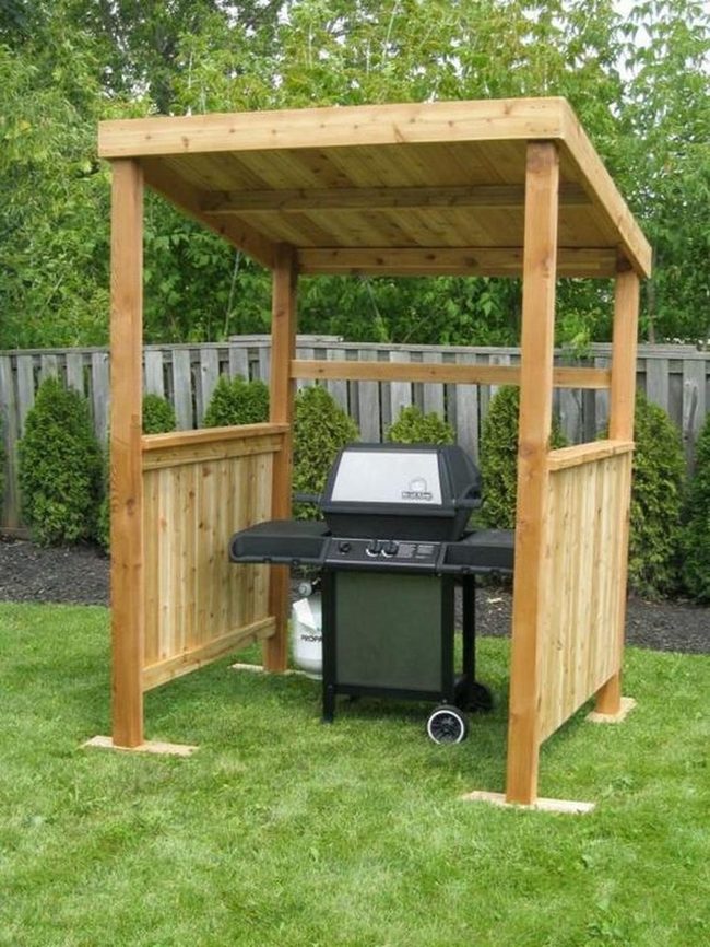 Black Grill Wooden Shelter Garden