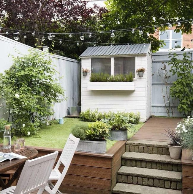 Elevated Wooden Deck Above Garden Shed