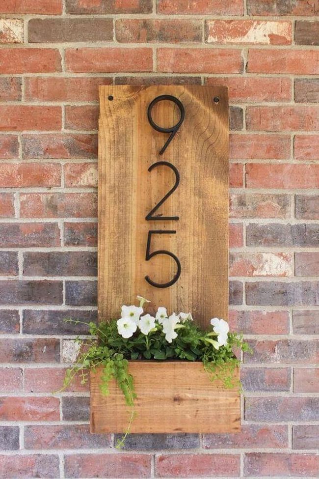 Natural Wood Numbers With Blooming Planter