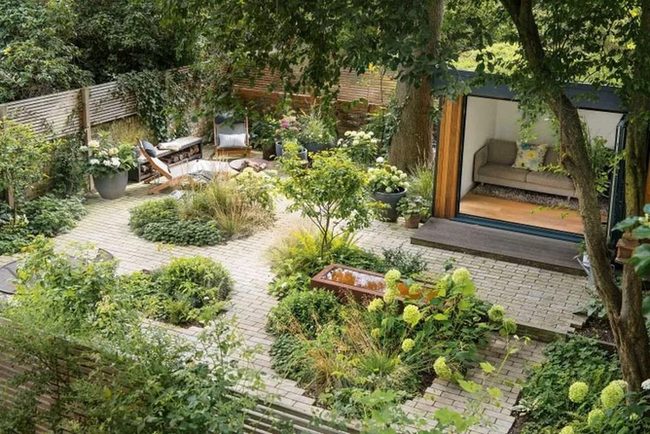 Brick Pathways Frame Green Spaces