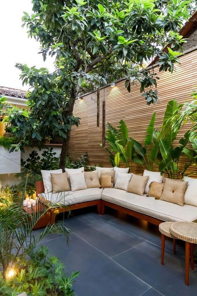 Leafy Lounge With Plush Cushions