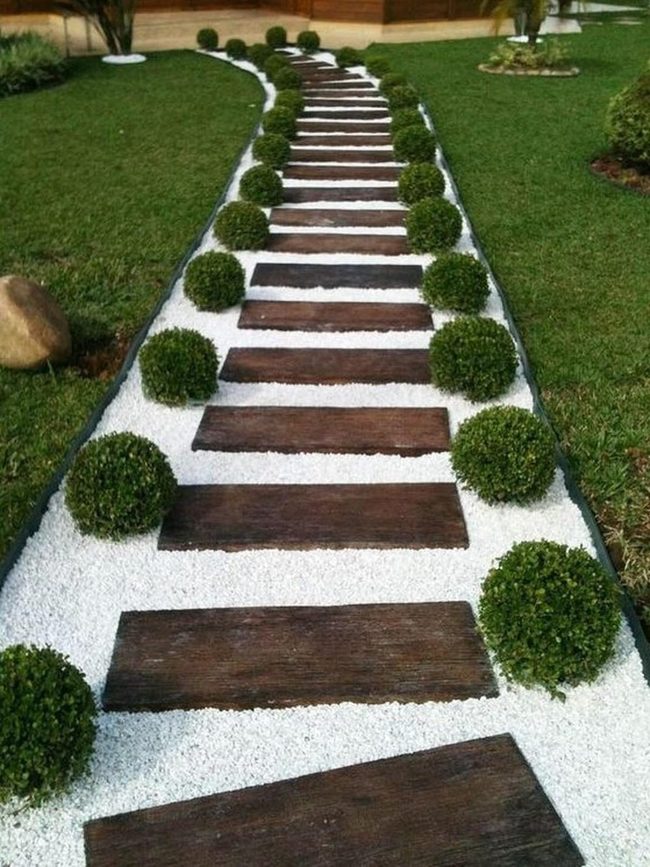 Dark Wood Planks White Stone Contrast