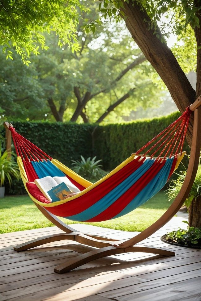 Suspended Fabric Escape For Patio Lounging
